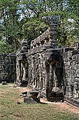 Angkor Thom - Terrace of the Elephants, elephant heads with trunks forming pillars.